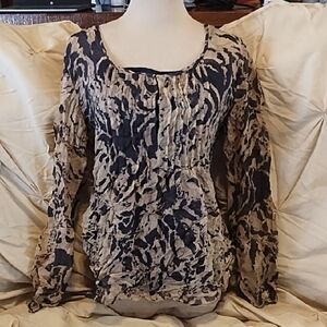 Ella Moss Navy and Cream Patterned Blouse